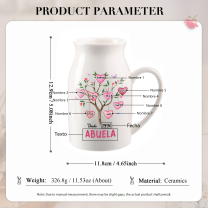 Florero de cerámica árbol de corazones 2-8 nombres personalizados con texto y año decoración del hogar-Jessemade ES
