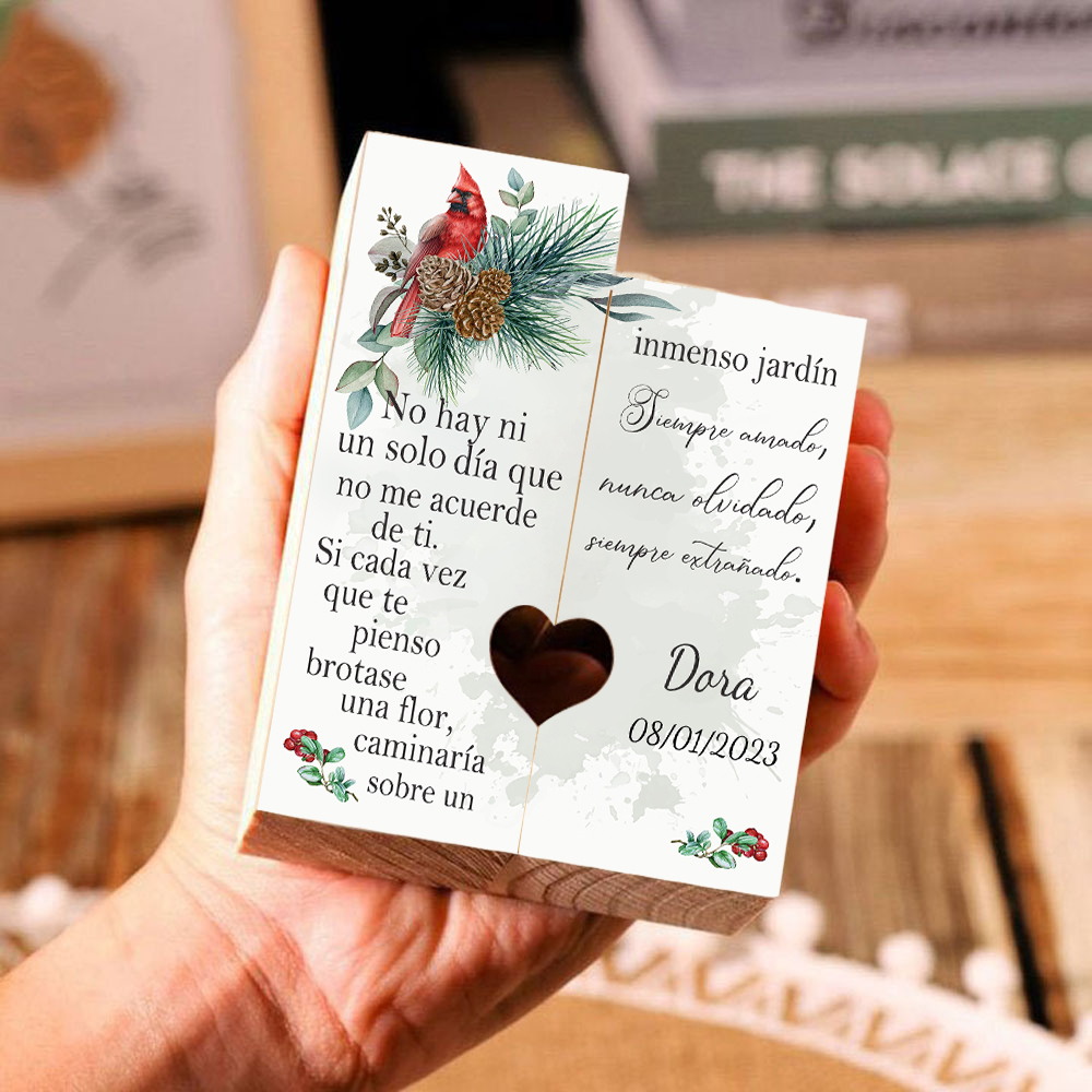 Candelero de dos piezas en memoria de ser querido de madera nombre y año personalizados sin vela-Jessemade ES