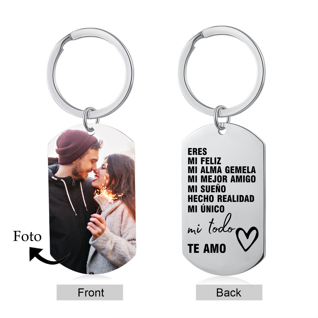 Llavero para pareja con palabras amorosas personalizado con foto | Jessemade