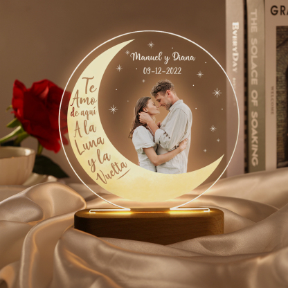 Lámpara para pareja 3D Ilusión Luz de Noche LED texto, fecha y foto personalizados -Jessemade ES