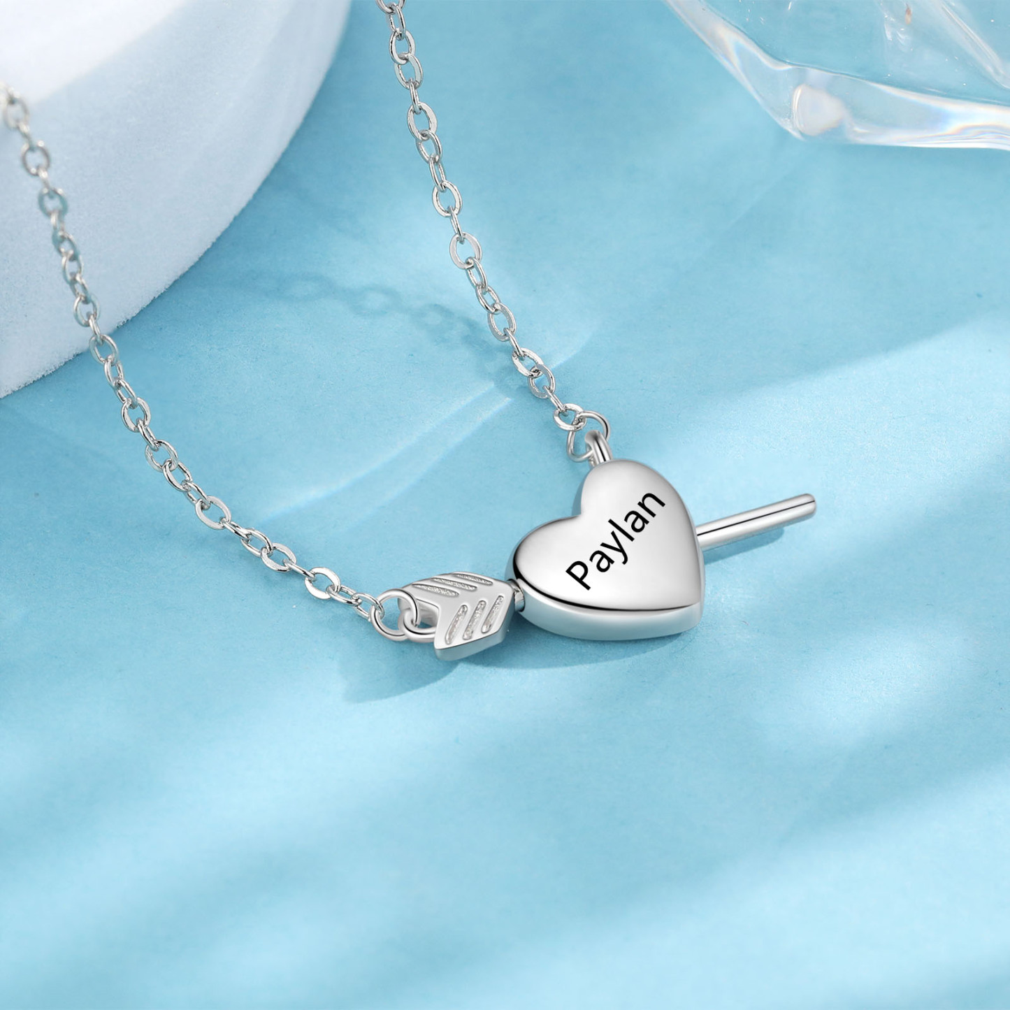 Collar de flecha en el corazón personalizado con 1 nombre para pareja-Jessemade ES