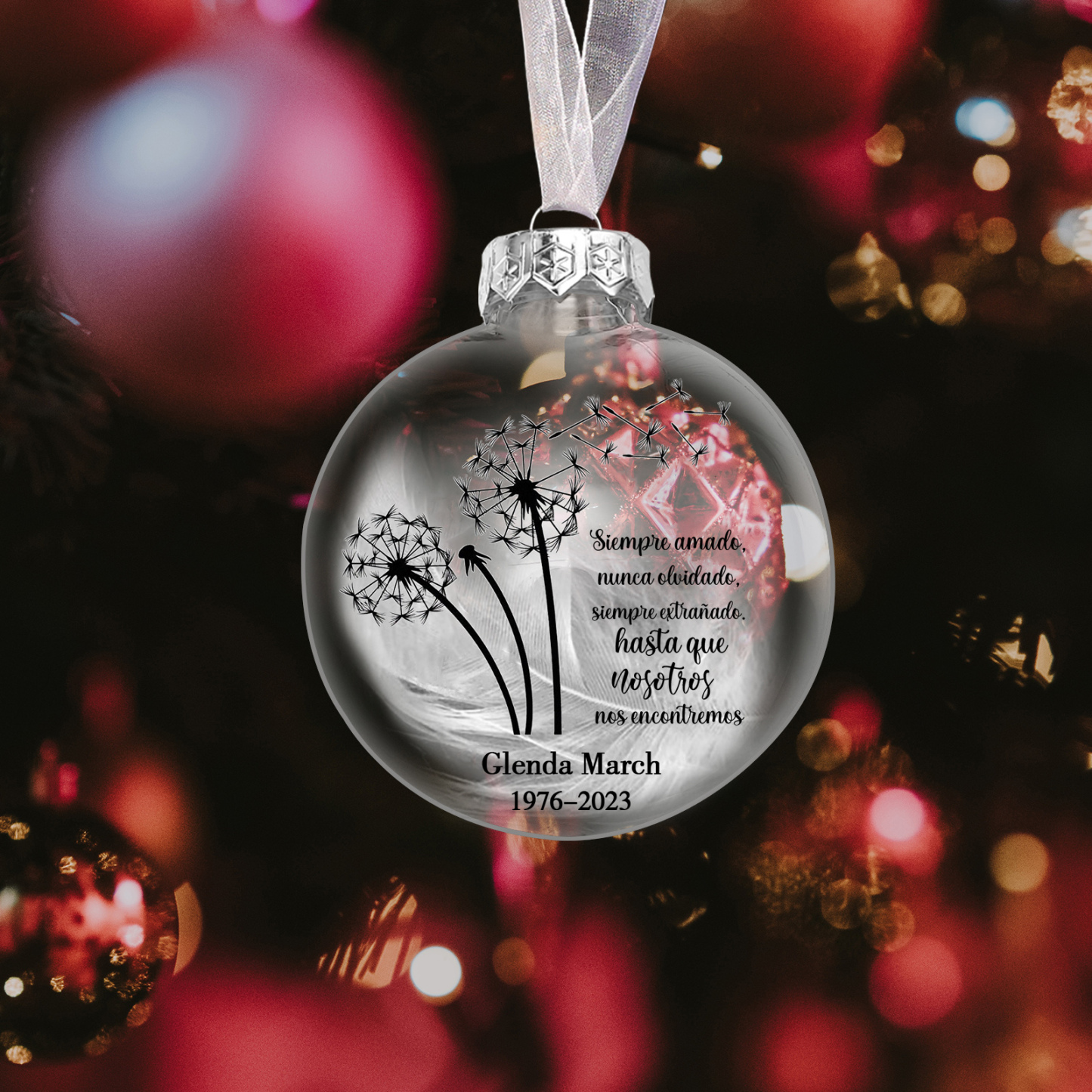 Bola navideña conmemorativa Adorno de Navidad 1 nombre y años personalizados con pluma -Jessemade ES