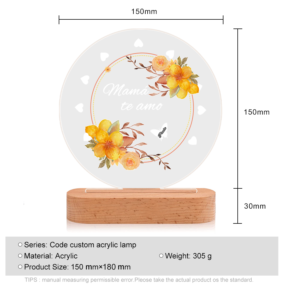 A mi mamá-Lámpara 3D Ilusión Luz de Noche Personalizada con 1-5 Nombres-Jessemade ES