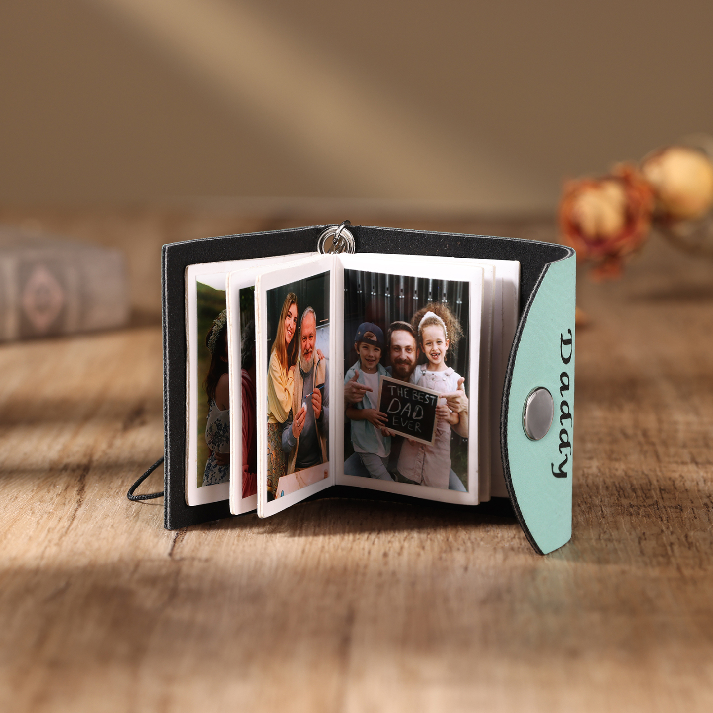 Llavero mini álbum para diez fotos 1 nombre personalizado-Jessemade ES