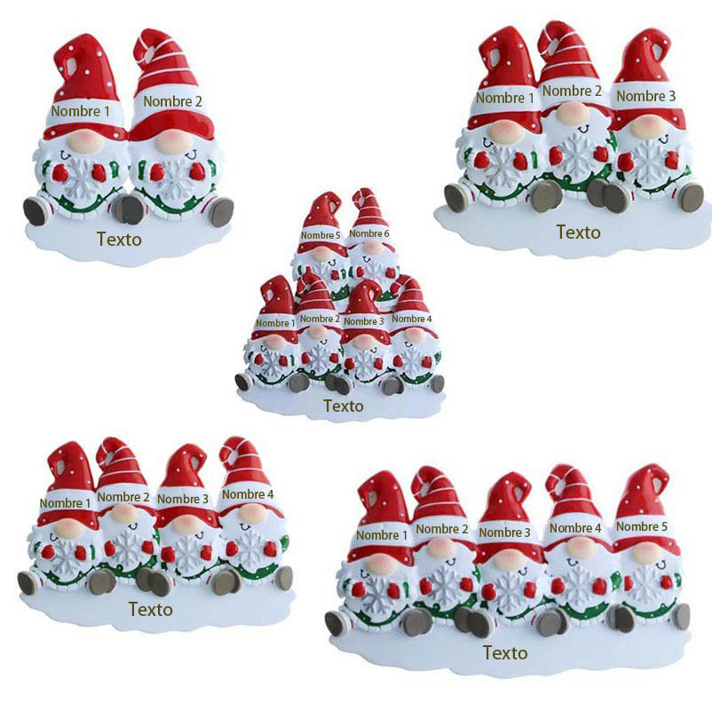 Navidad-Ornamento muñecos navideño de resina 2 nombres y 1 texto personalizados de la familia adorno del árbol