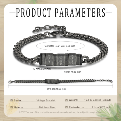 2-5 Nombres Personalizados Pulsera de Cadena Aros Personalizados de Nombres de Acero Inoxidable-Jessemade ES