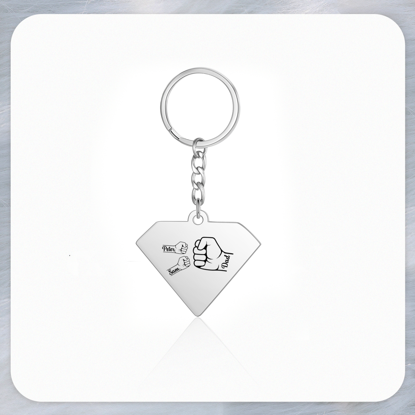 Llavero en forma de Superman puño con puño con 2 nombres personalizados con texto-Jessemade ES