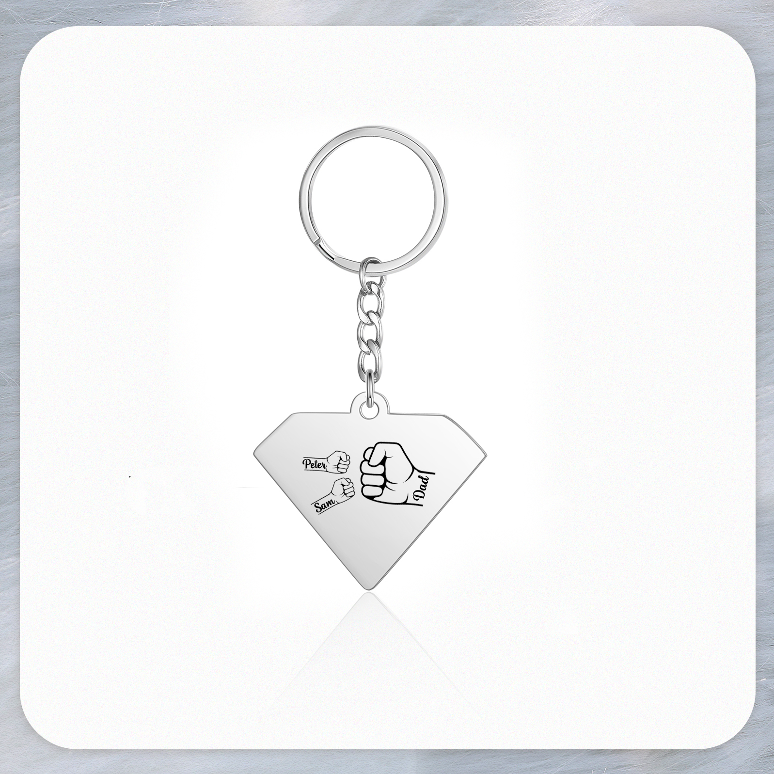 Llavero en forma de Superman puño con puño con 2 nombres personalizados con texto-Jessemade ES