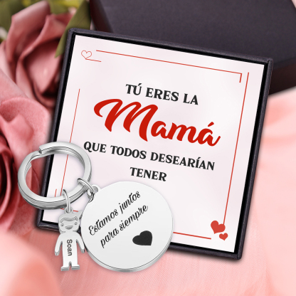 A mi mamá-Llavero Personalizado con 1 Nombre en 1 Niño y 1 Texto-Jessemade ES
