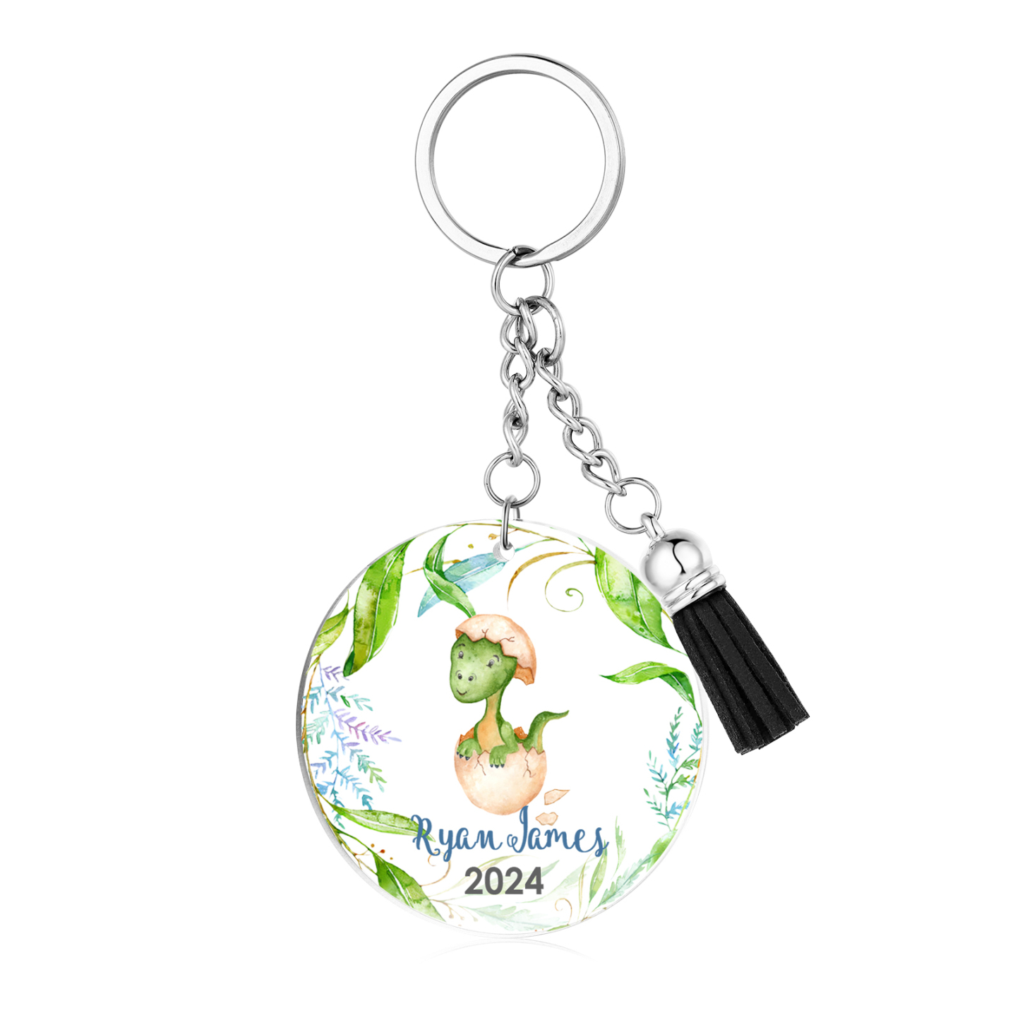 Llavero redondo de acrílico con animales para niñit@s personalizado con 1 nombre y año-Jessemade ES