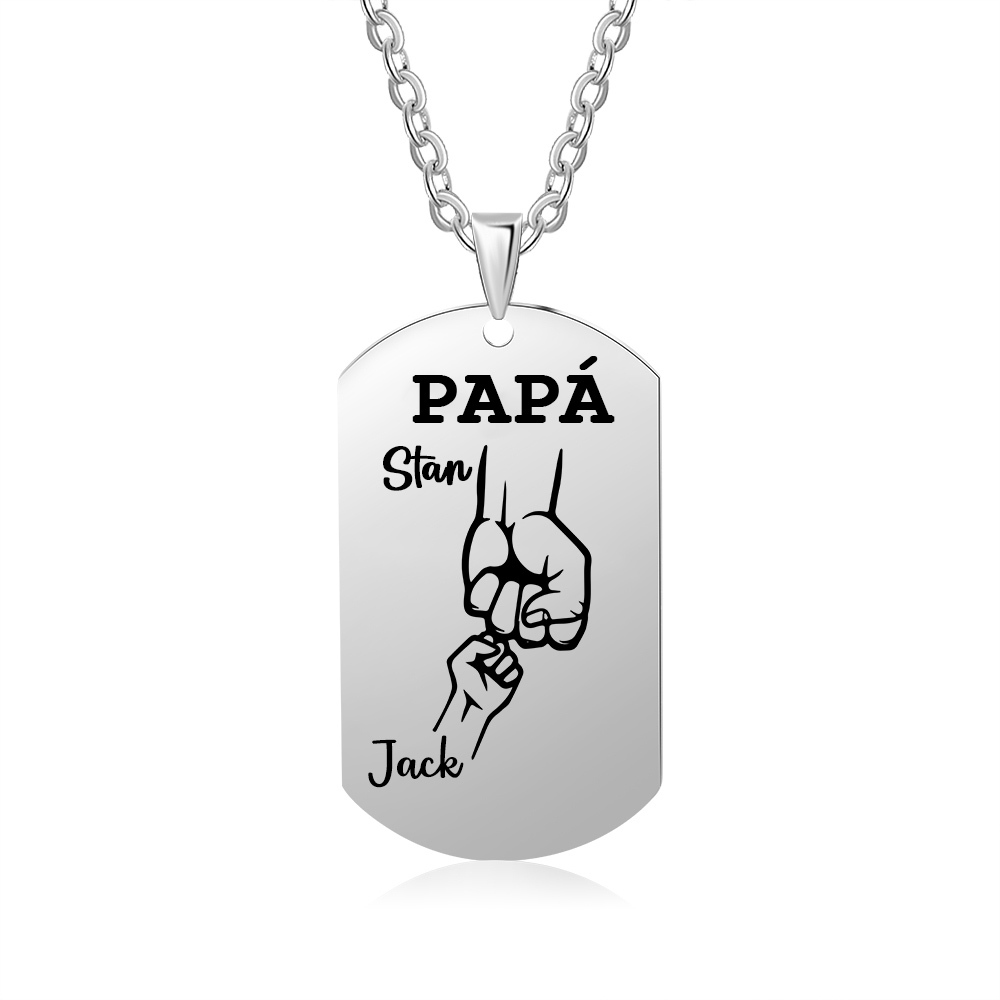 A MI PAPÁ-Collar 2-6 nombres personalizados de placa puño con puño-Jessemade ES