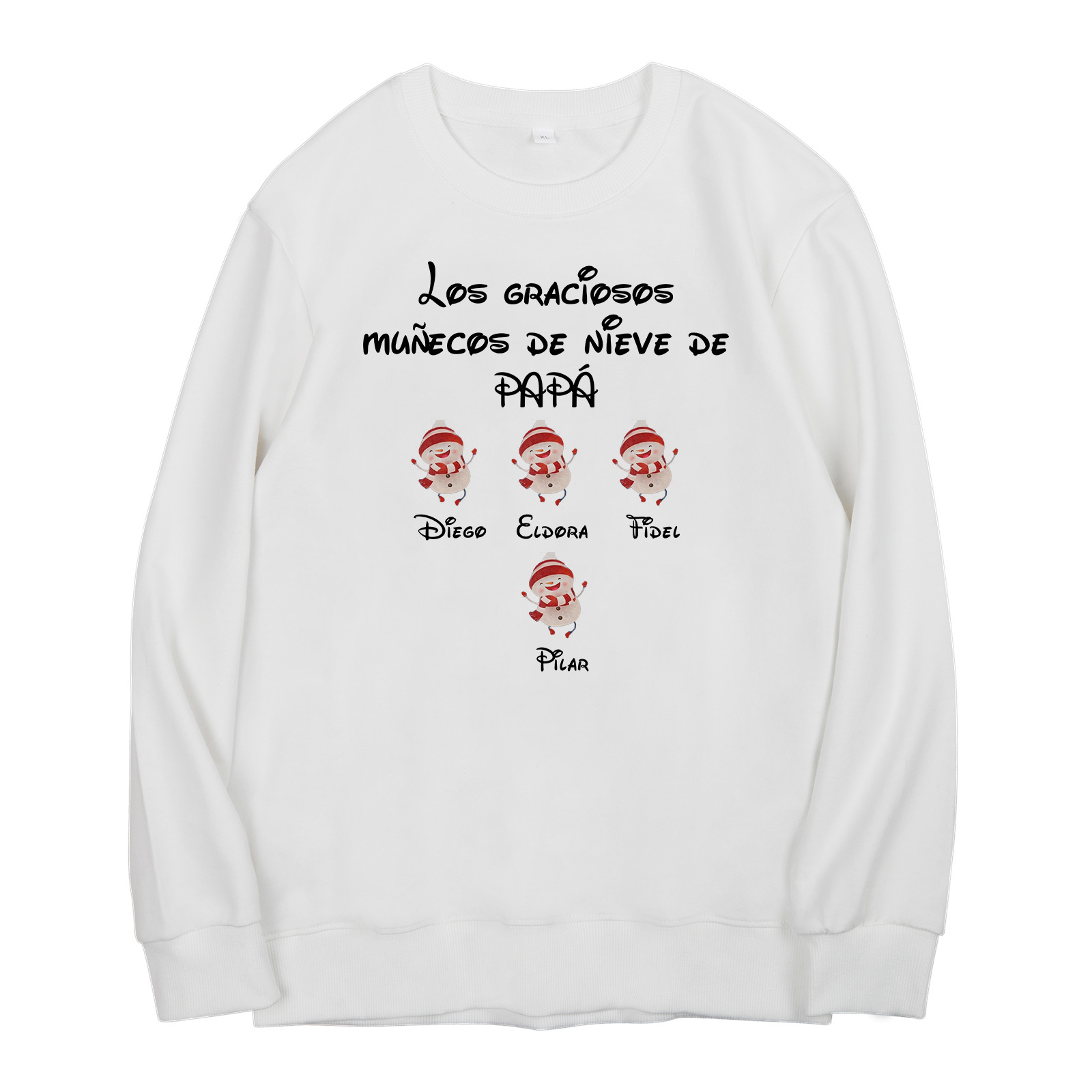 Familia-Sudadera "Muñecos de nieve" 5 nombres personalizados-Jessemade ES