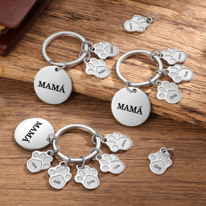 A mi familia - Llavero con 4 nombres personalizados en patas con texto-Jessemade ES