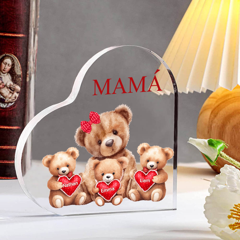 A mi mamá/abuela-Placa de acrílico "Nosotros" en forma de corazón 3 nombres y 1 texto personalizados-Jessemade ES