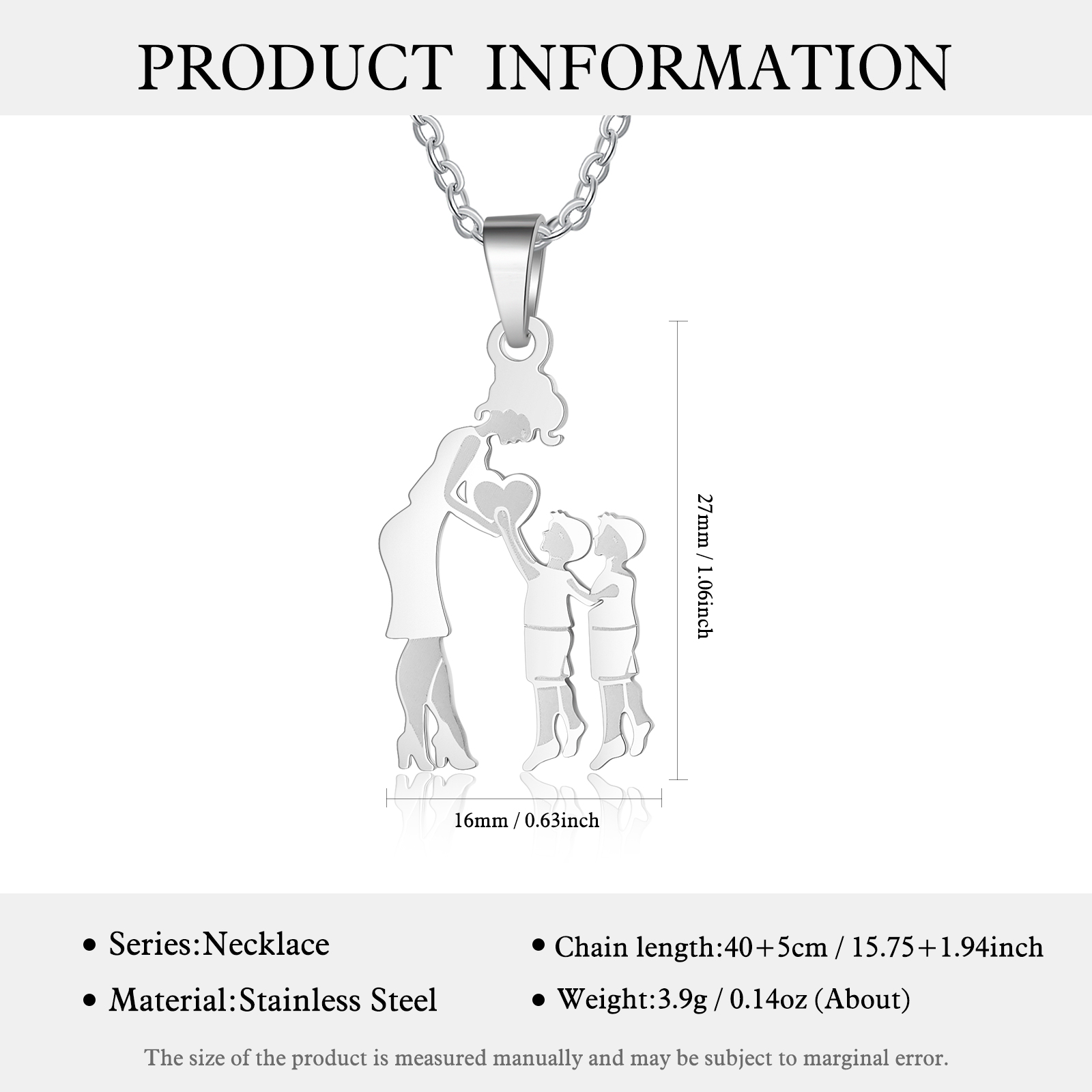 Collar con colgante de madre y dos hijos/hijas amor entre mamá y niños-Jessemade ES