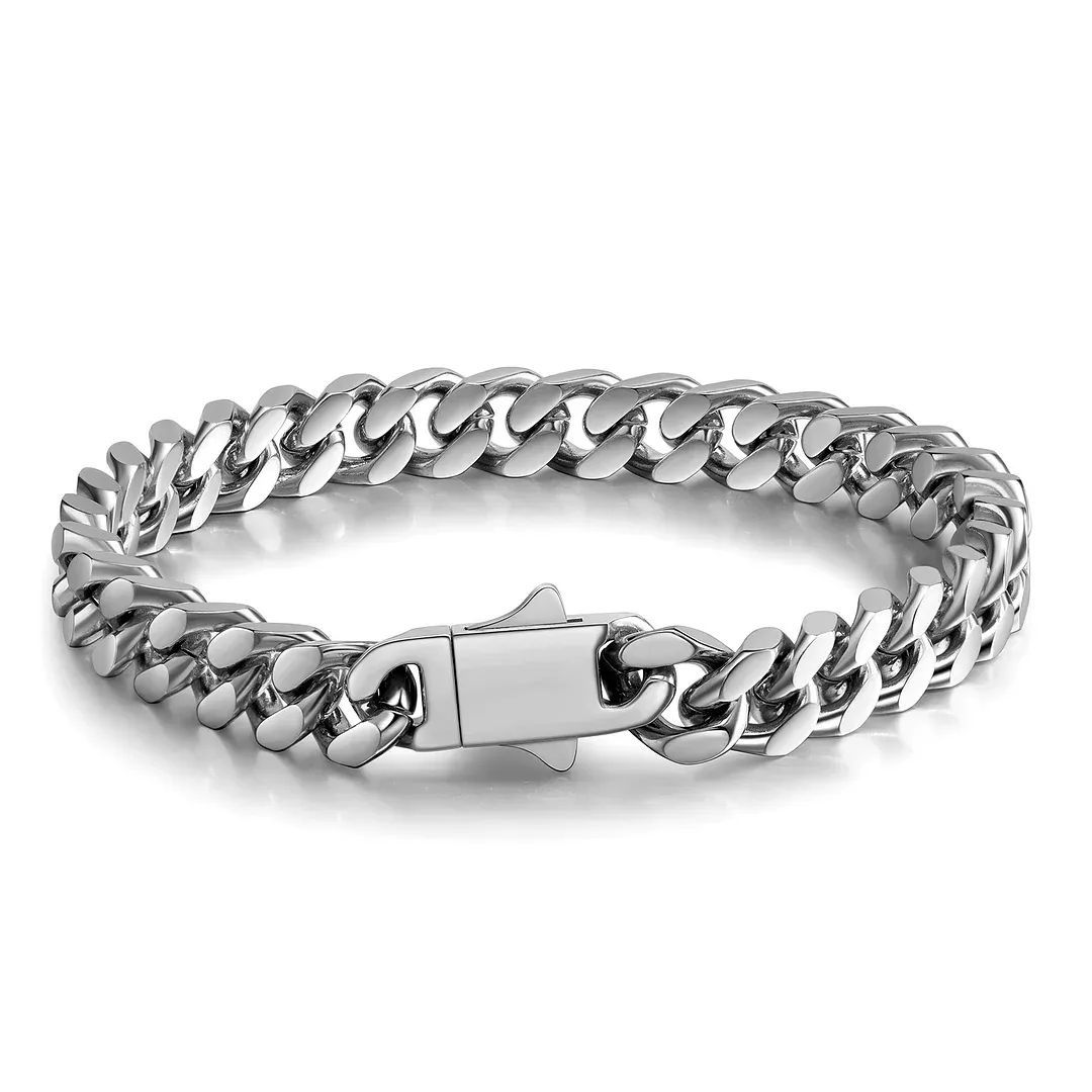 A mi Papá - Pulsera cubana de acero inoxidable con cadena curva para hombre