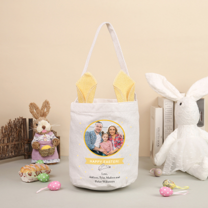 Pascua-Bolsa de conejo con 2 textos y 1 foto personalizados-Jessemade ES
