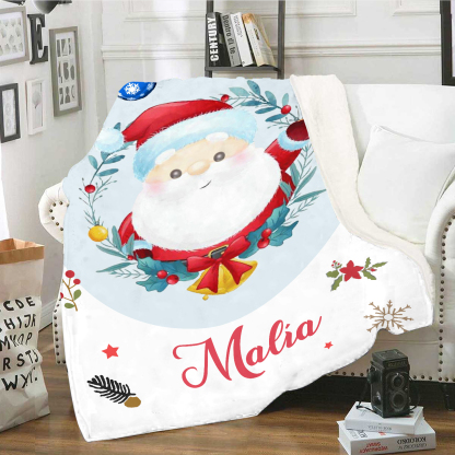 Manta de buen calidad con Papá Noel personalizada con 1 nombre-Jessemade ES