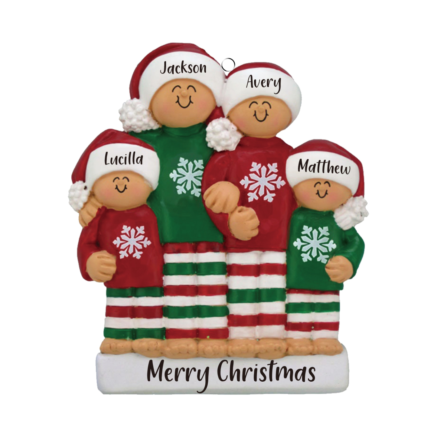 Navidad-Ornamento muñecos navideño de madera 4 nombres y 1 texto personalizados adorno del árbol