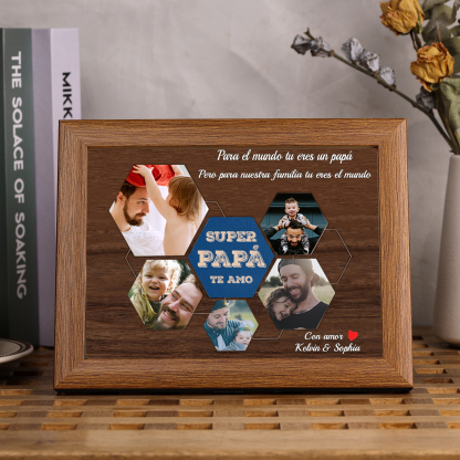 A mi papá - Marco de madera 1 texto y 5 fotos personalizados-Jessemade ES