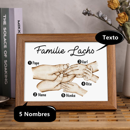 A mi papá-Marco de madera mano a mano 5 nombres personalizados con texto-Jessemade ES
