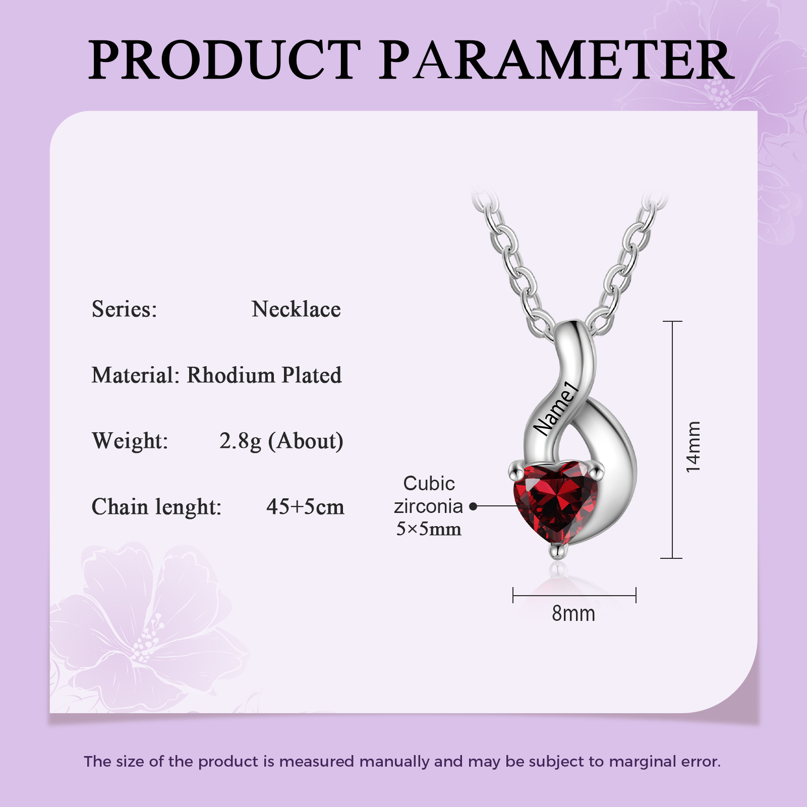 Collar de corazón 1-6 nombres y piedras personalizados-Jessemade ES