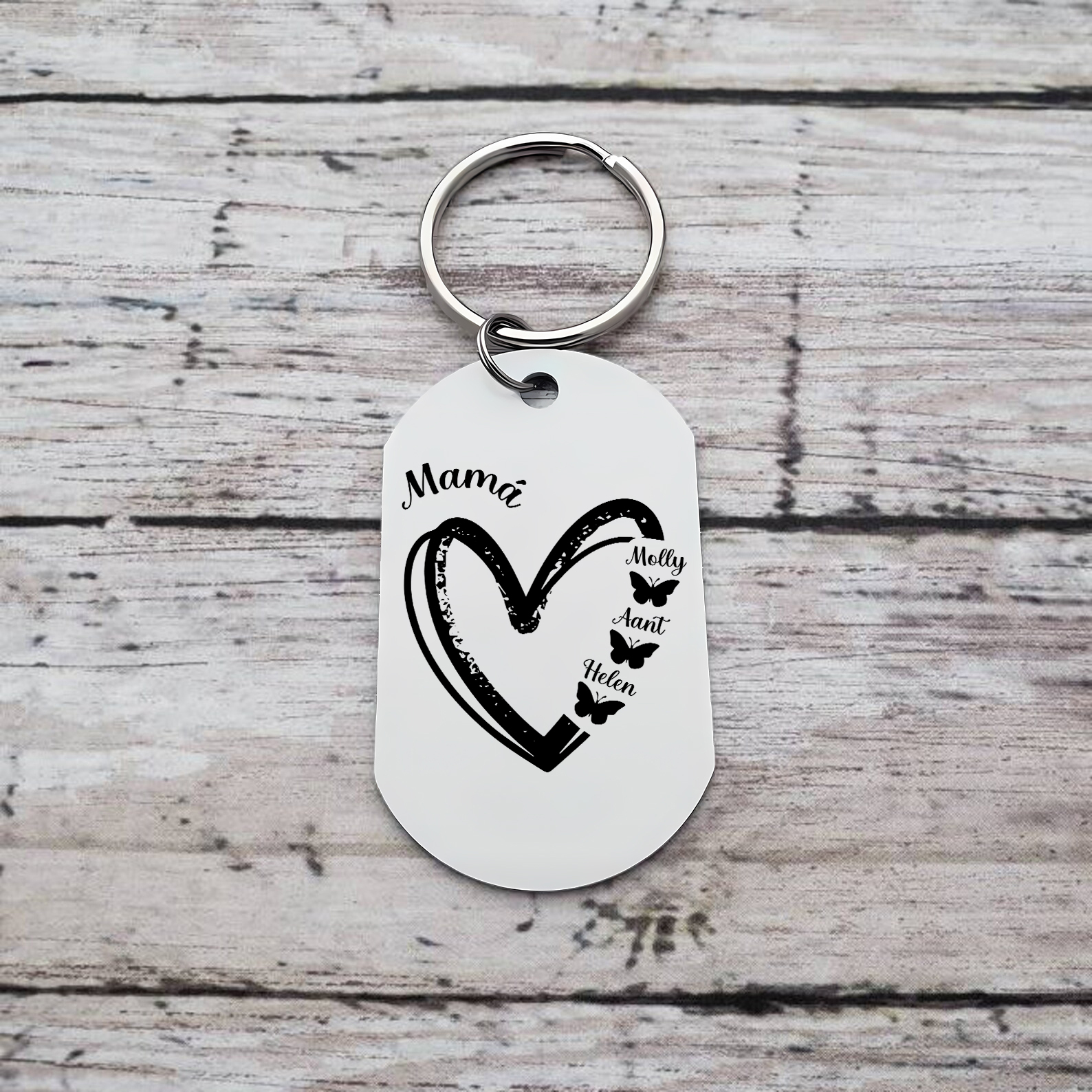 A mi mamá-Llavero 1-6 Nombres Personalizados CORAZÓN Y MARIPOSAS-Jessemade ES