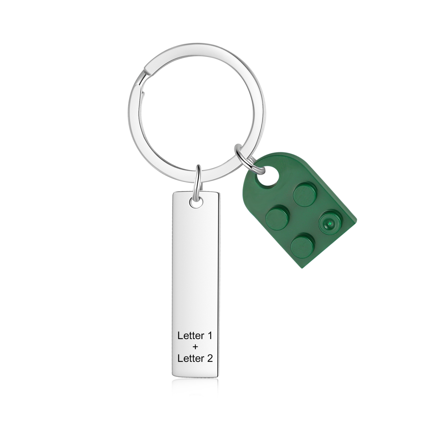 Llavero con piezas de corazón para pareja 2 letras personalizadas-Jessemade ES