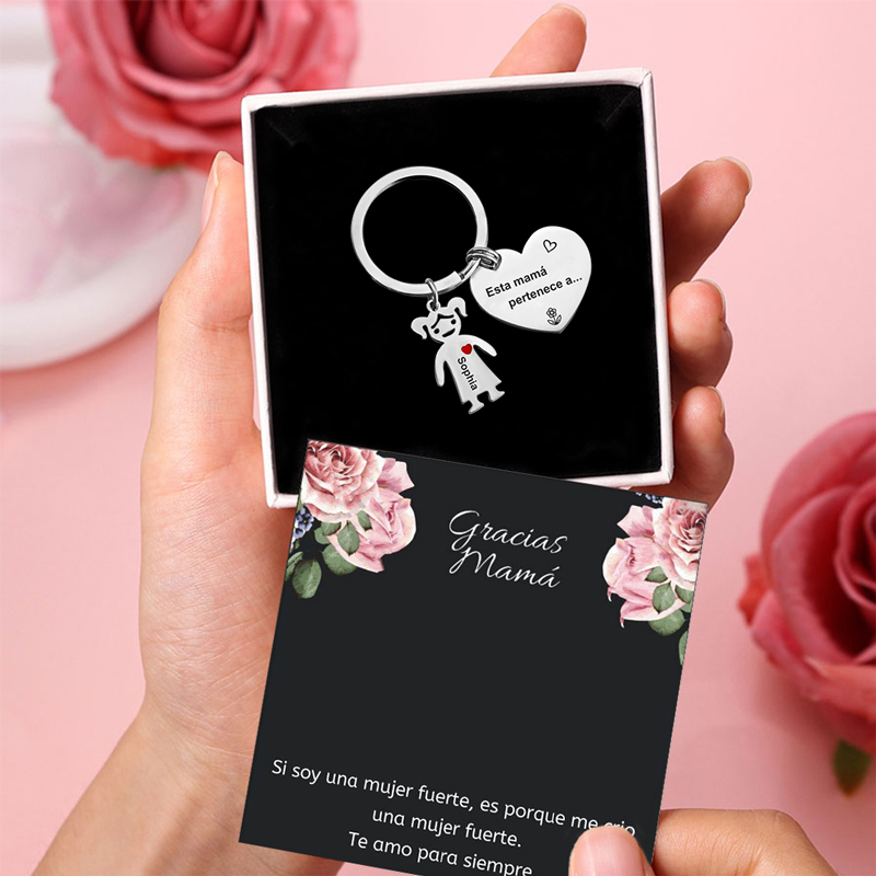 A mi mamá - Llavero con 1 nombre personalizado en "niño"-Jessemade ES