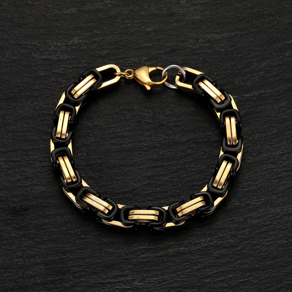 Pulsera de doble cadena cubana de acero inoxidable para hombre