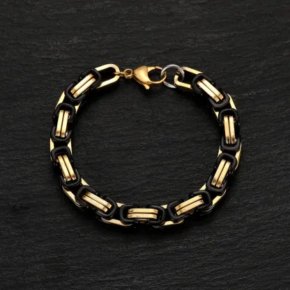 Pulsera de doble cadena cubana de acero inoxidable para hombre
