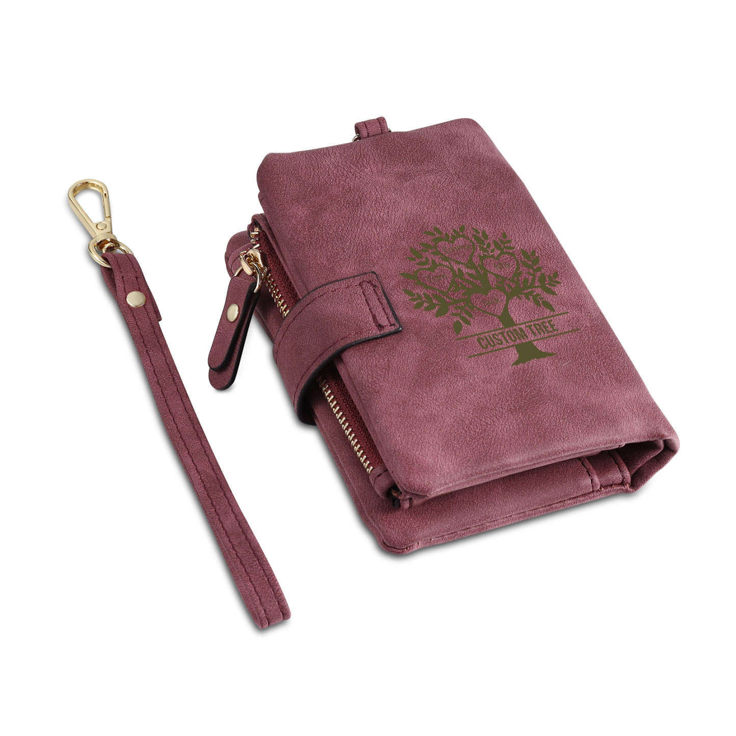 Cartera, billetera con 3-8 nombres, 1 letra y 1 texto personalizados árbol de la vida monedero clásico para mujer-Jessemade ES