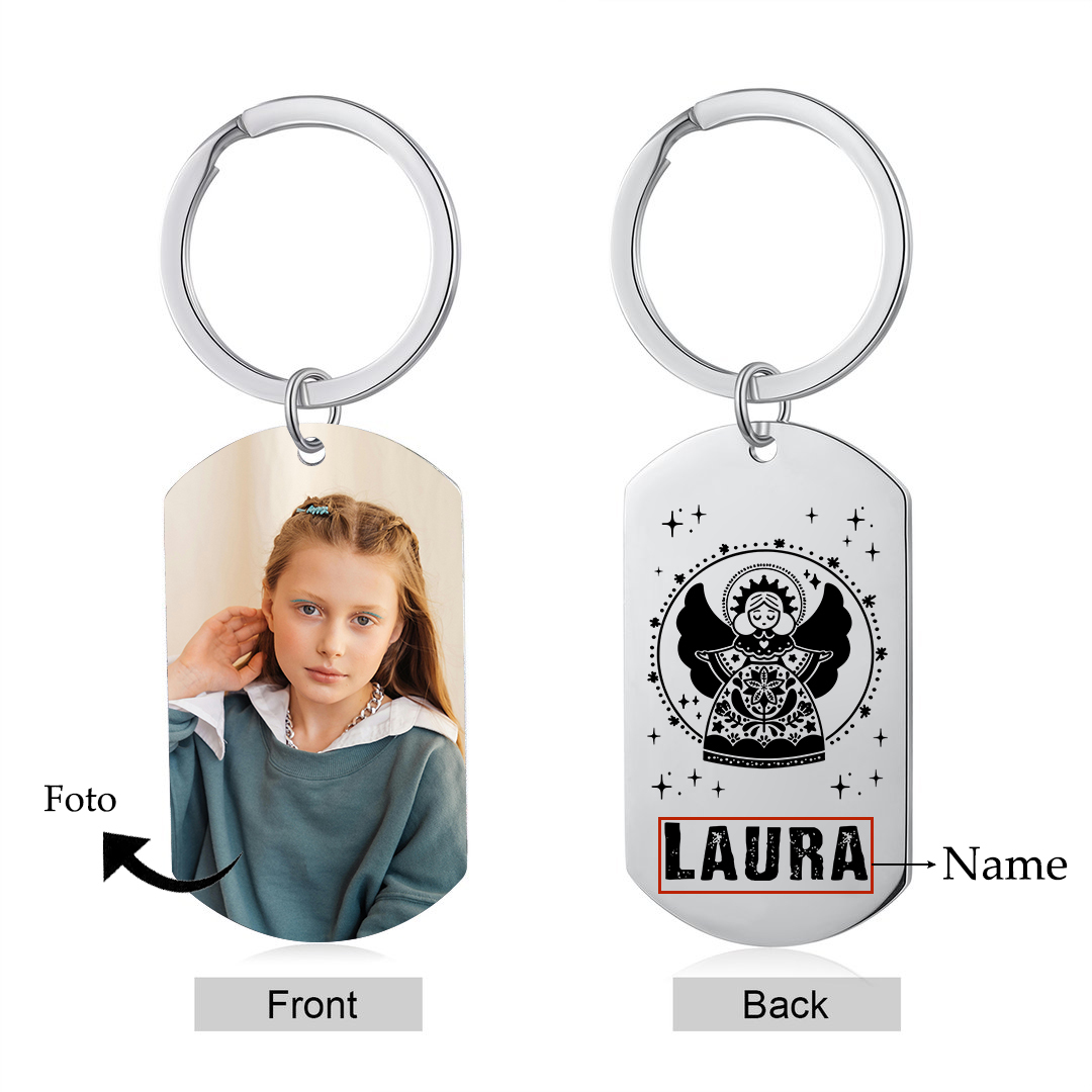 Comunión-Llavero con icono de comunión 1 foto y 1 nombre personalizados-Jessemade ES