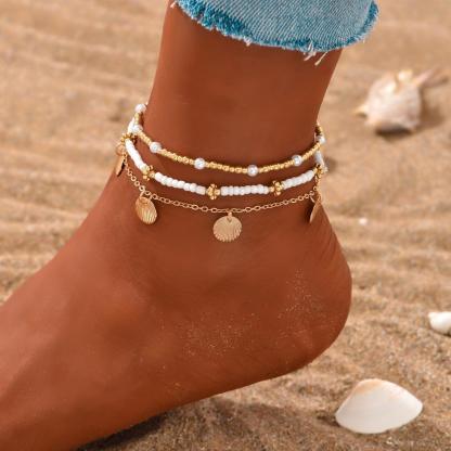 Pulsera de tobillo tres cadenas para mujer regalo de verano