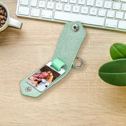 Llavero para pareja de cuero personalizado con texto y foto-Jessemade ES