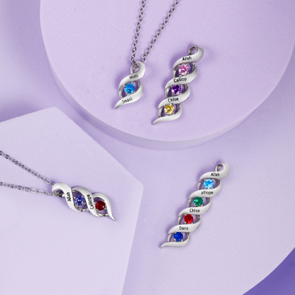 Collar DNA 1-10 Nombres y Piedras de Nacimiento Personalizados-Jessemade ES