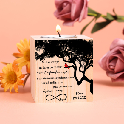 Navidad en el paraíso-Candelero en memoria de ser querido personalizado con nombre y años de madera sin vela-Jessemade ES