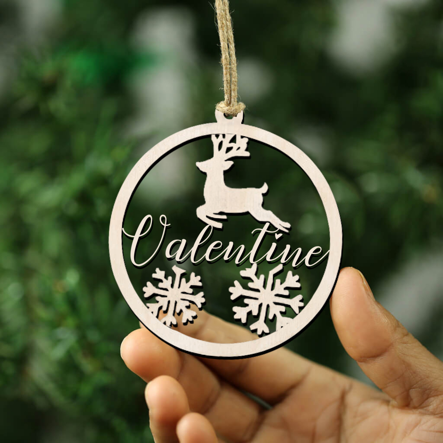 Navidad-Ornamento navideño con reno o cascabel con 1 nombre personalizado