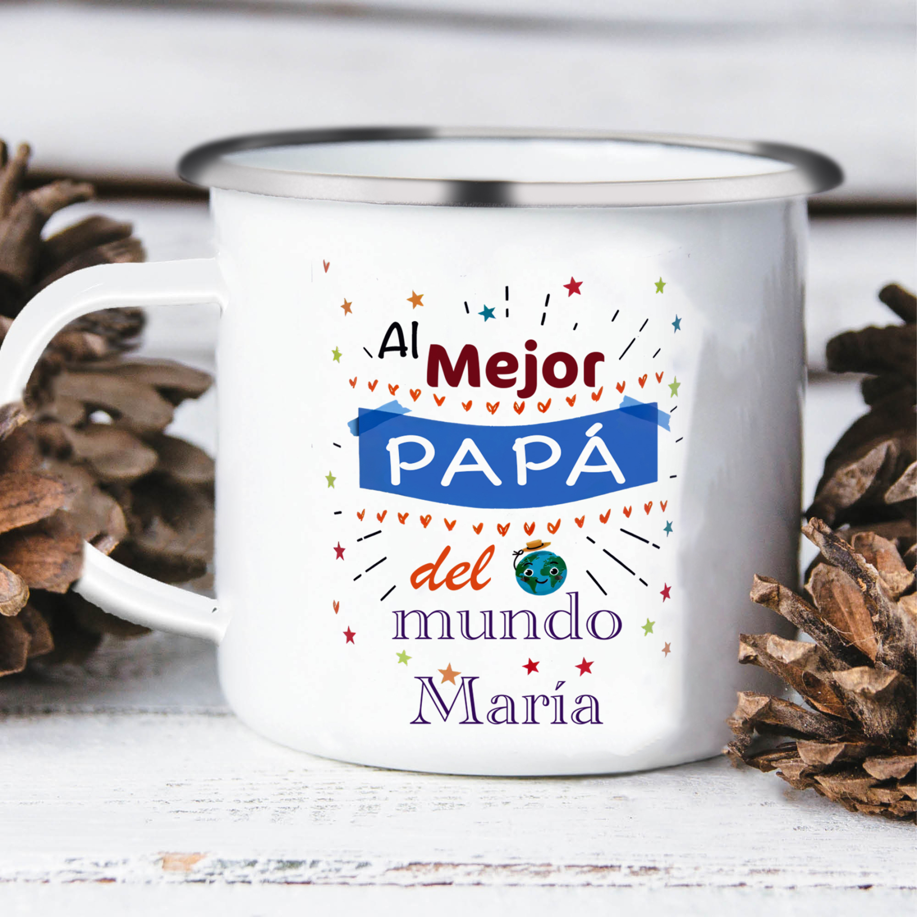 Taza para papá con 1 nombre personalizado-Jessemade ES