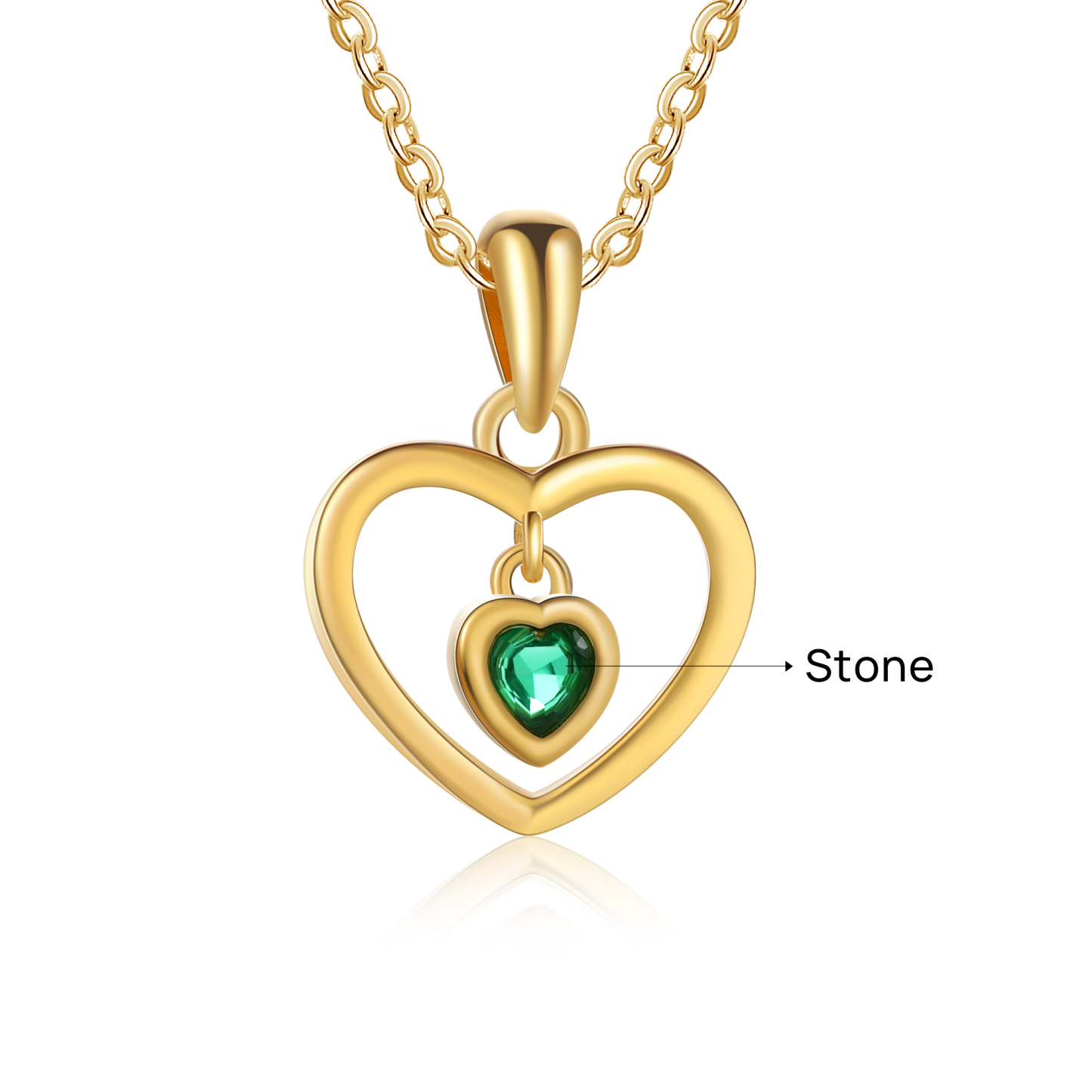 Collar de corazón con 1 piedra de nacimiento personalizada-Jessemade ES