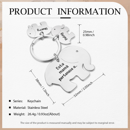 A mi mamá/abuela - Llavero con 2 nombres personalizados en elefantes con texto-Jessemade ES
