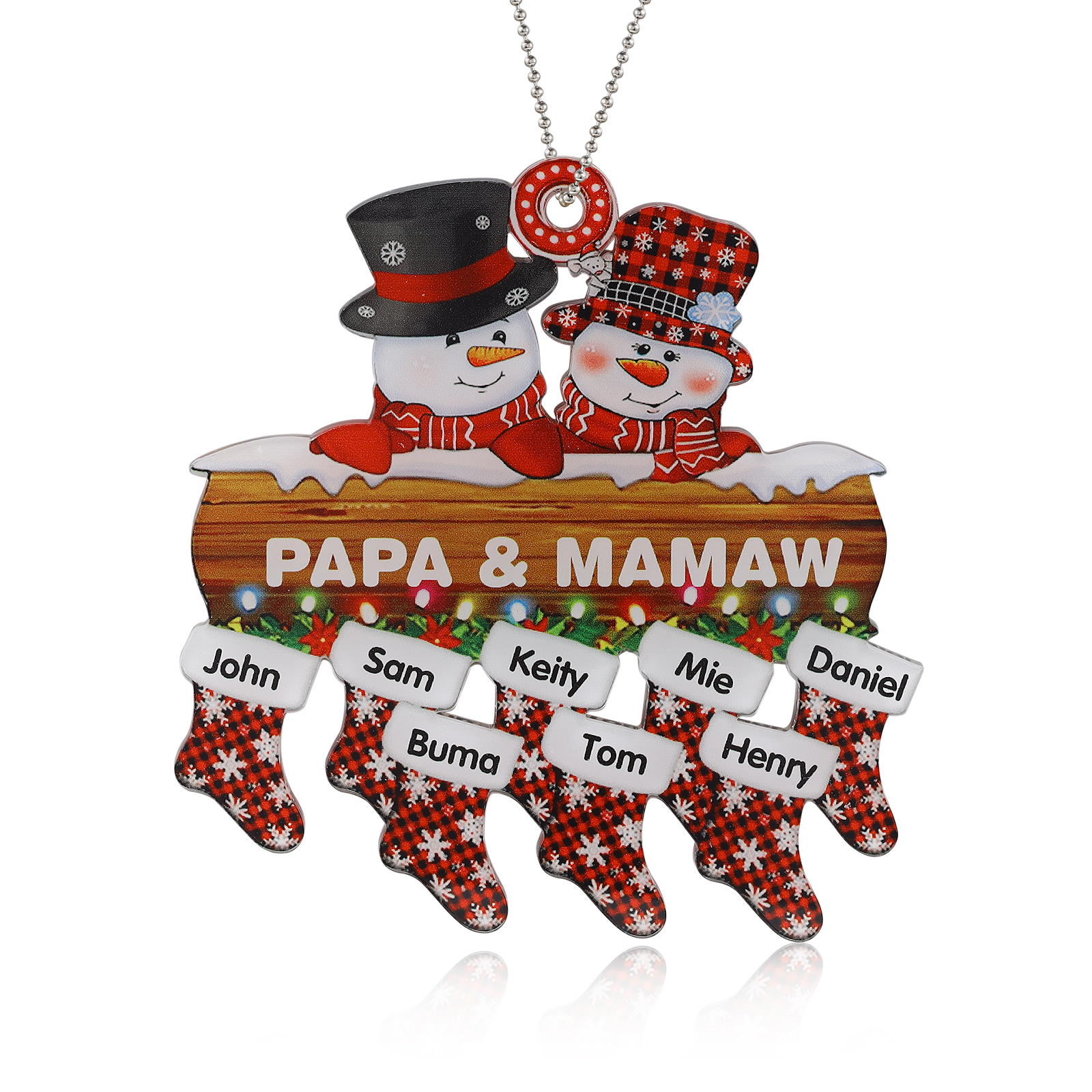 Navidad-Ornamentos Navideños de Acrílico Muñecos de Nieve 8 Nombres con Texto Personalizados