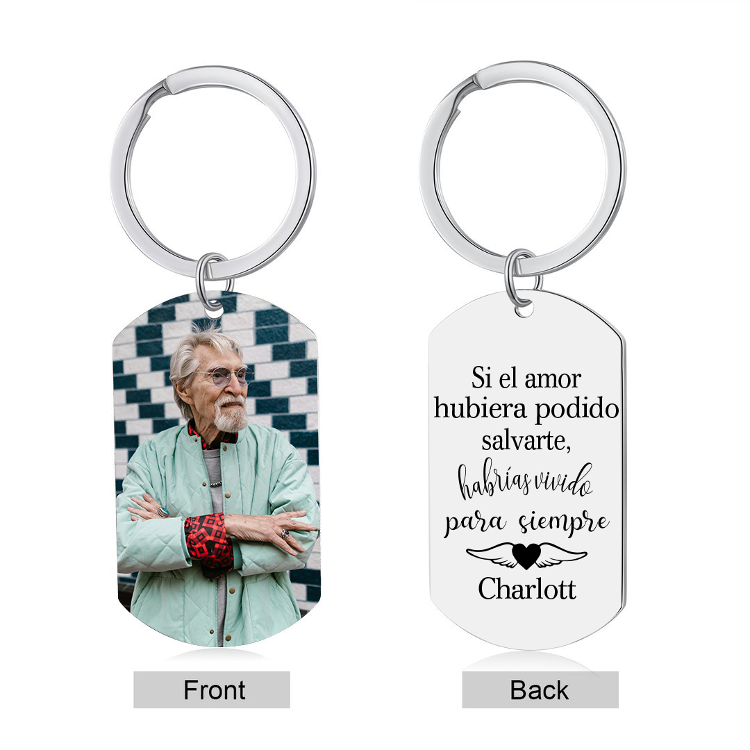 Llavero conmemorativo a un ser querido personalizado con foto y nombre-Jessemade ES
