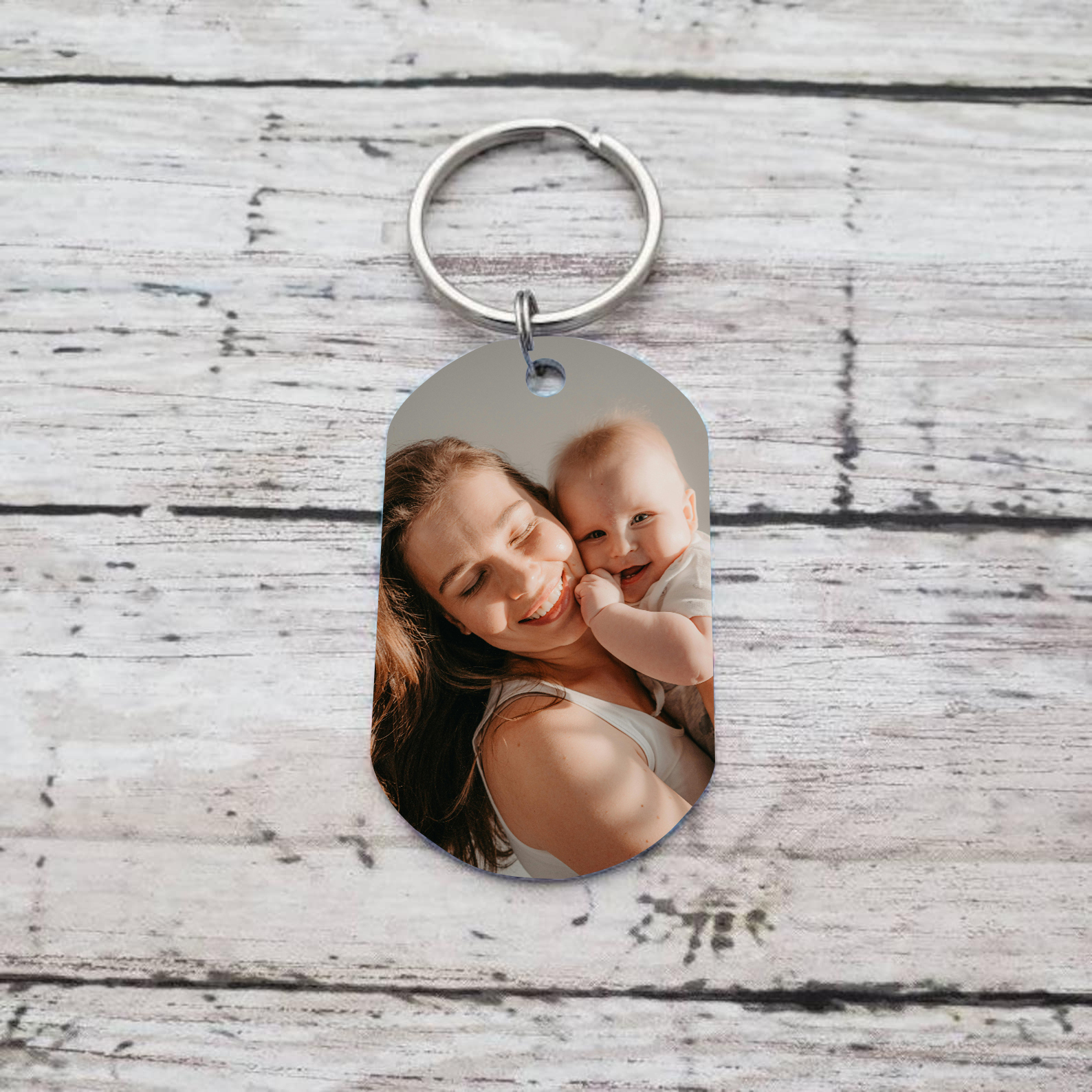 Primer Día de la Madre - Llavero 1 Texto y 1 Foto Personalizados-Jessemade ES