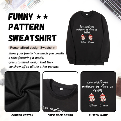 Familia-Sudadera "Muñecos de nieve" 3 nombres personalizados-Jessemade ES