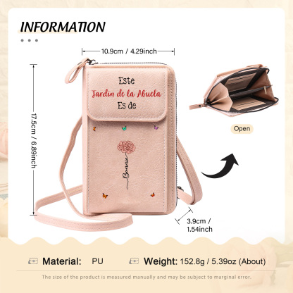 Bolso bandolera personalizado para móvil con nombre, regalo práctico para abuela y mamá | Jessemade