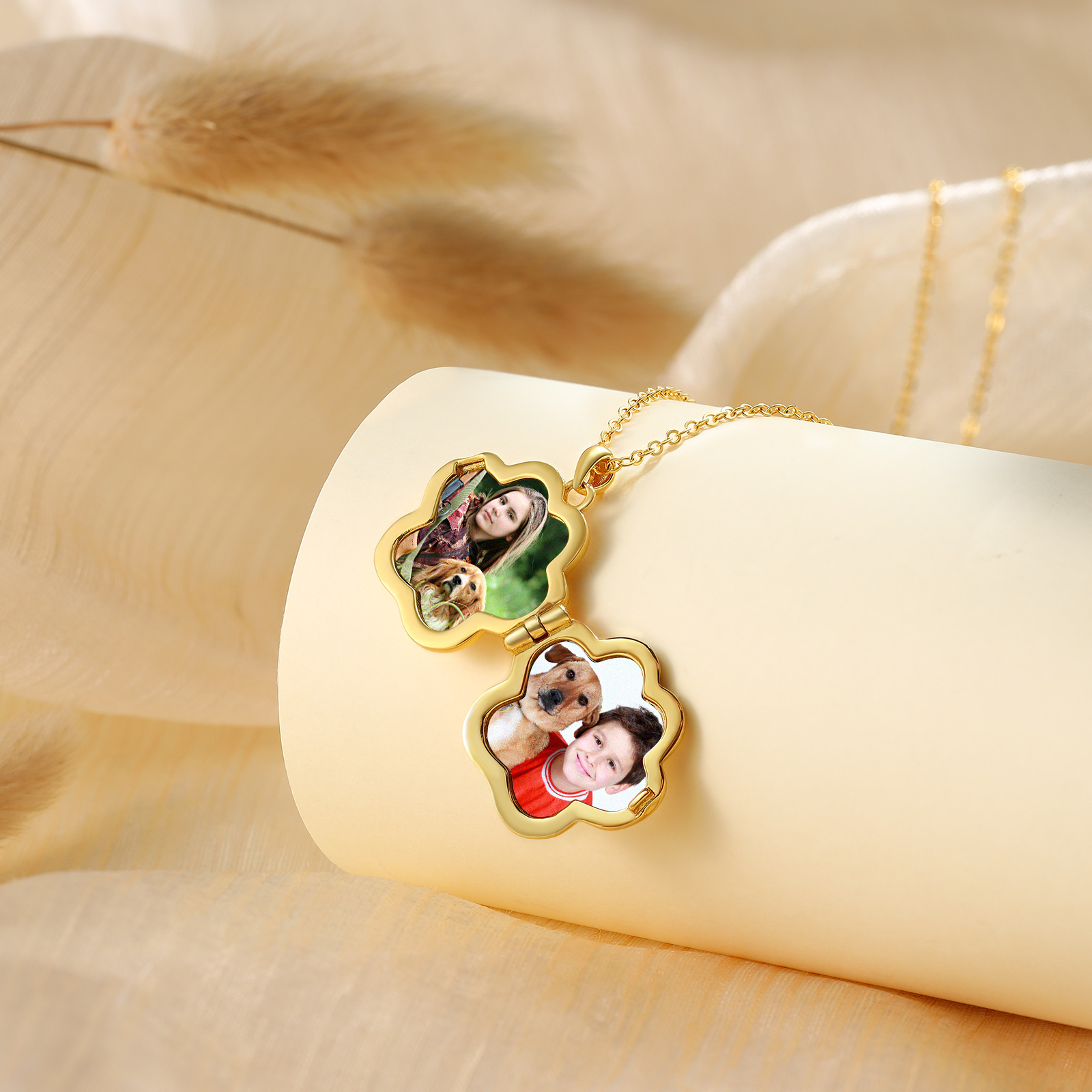 Collar con medallón personalizado con foto de huella - Regalo personalizado para amantes de las mascotas, para mamá, papá o amigo | Jessemade