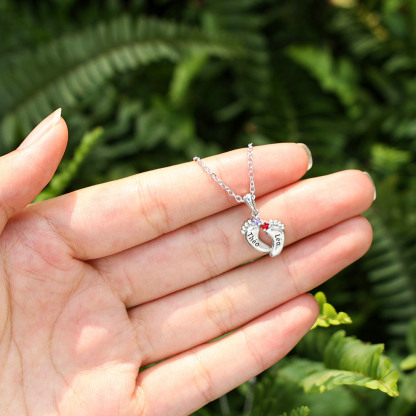 Collar 2 nombres y 2 piedras de nacimiento personalizados en pies de bebé-Jessemade ES
