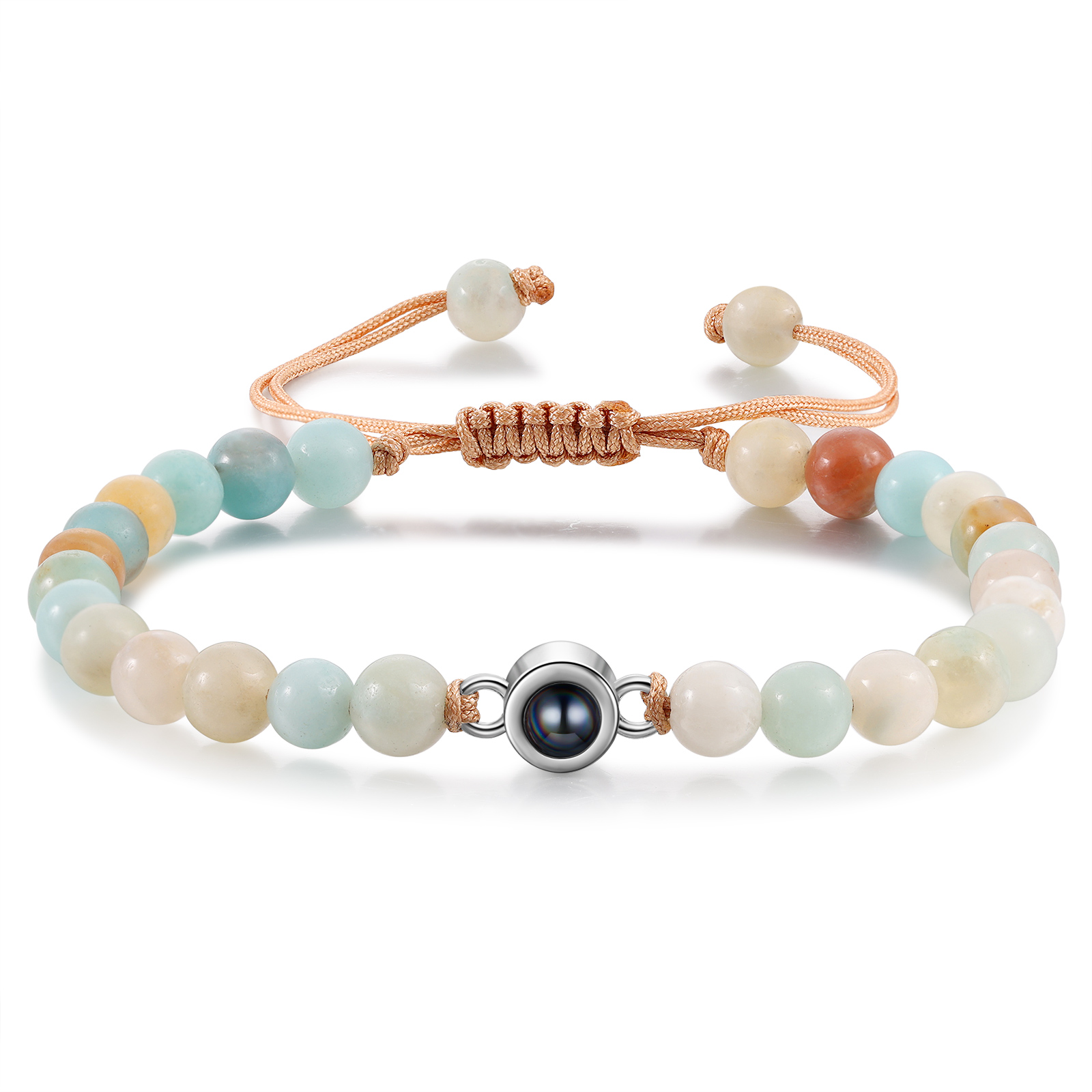 Pulsera de perlas de cristal con proyección de foto en color-Jessemade ES