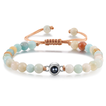 Pulsera de perlas de cristal con proyección de foto en color-Jessemade ES